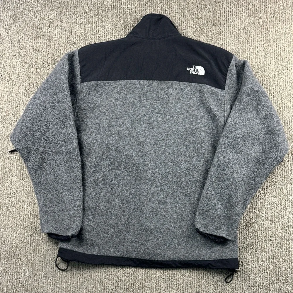 VTG The North Face Mens M Denali Jacket Full Zip Fleece Grey Black 2000s Y2K
